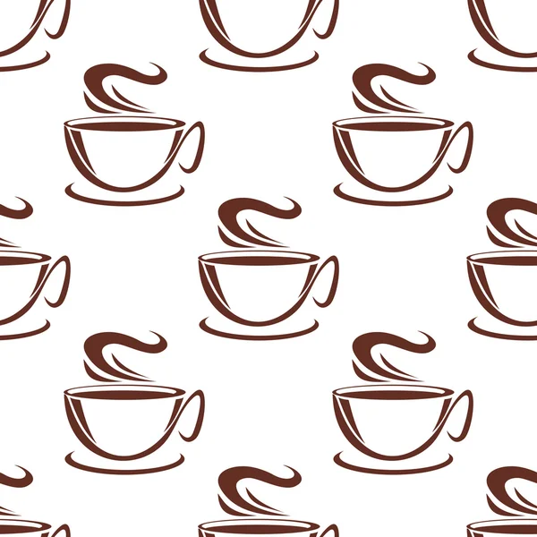 Rykande kaffe koppar seamless mönster — Stock vektor