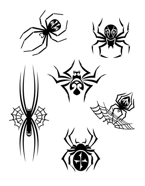 Black danger spiders set — Stock Vector