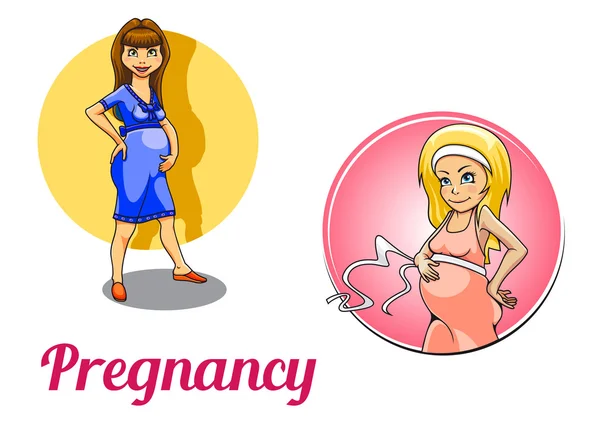 Deux personnages de femme enceinte — Image vectorielle