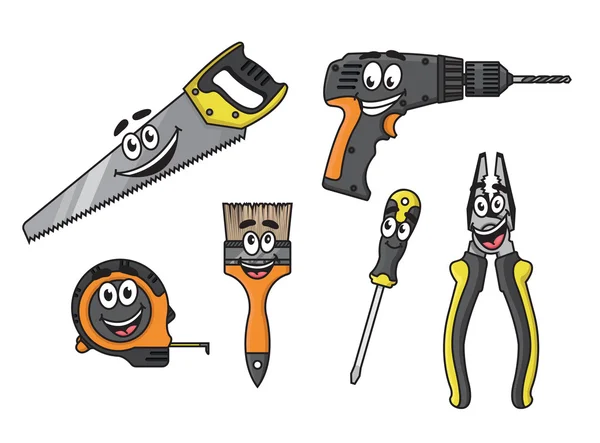 Dibujos animados herramientas personajes — Vector de stock