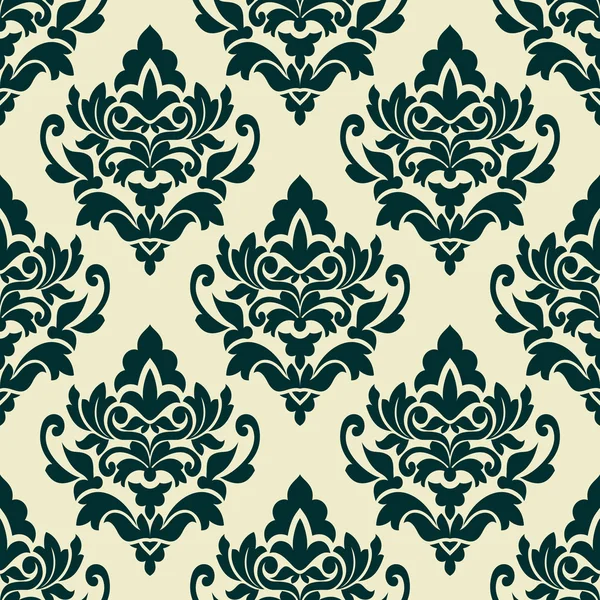 Floral green damask seamless pattern — Stock Vector