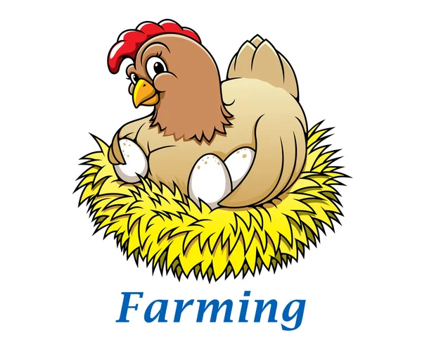 Cartoon hen character — Stock Vector