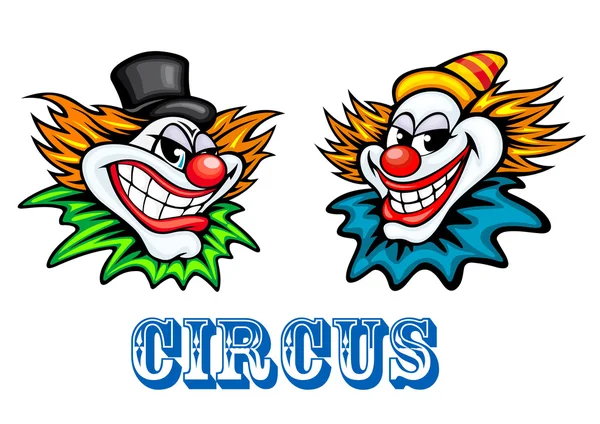 Colorful circus clowns characters — Stock Vector