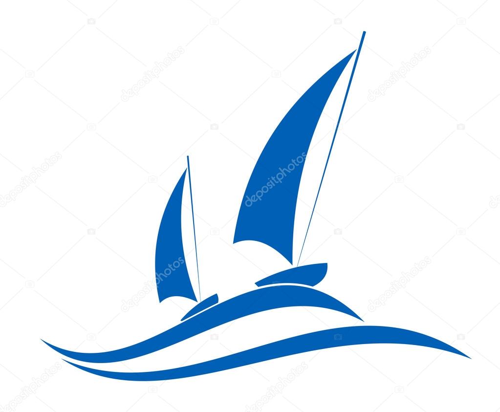 Sailing or yachting sport emblem for nautical tourism and yachting sports design