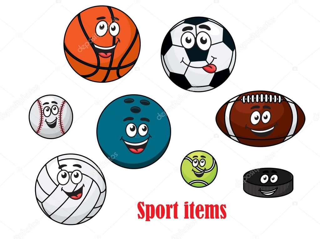 Cartoon sport ball characters