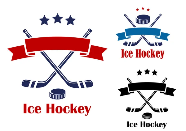 Ice hockey emblems or banners — Stock Vector