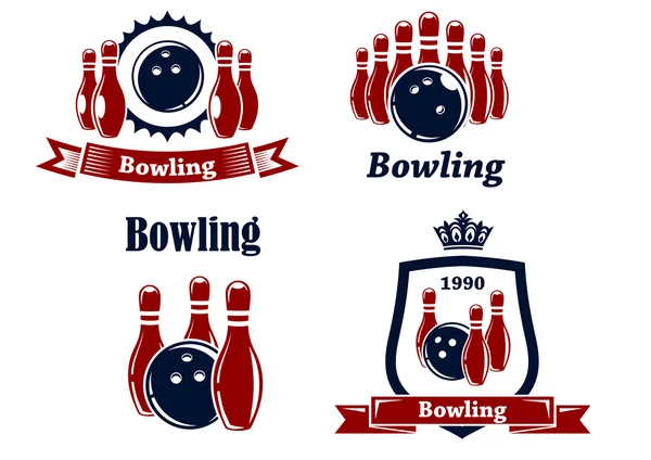 Sporting bowling emblems and symbols — Stock Vector