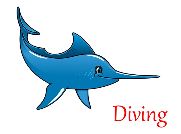 Cartoon swordfish character — Stock Vector