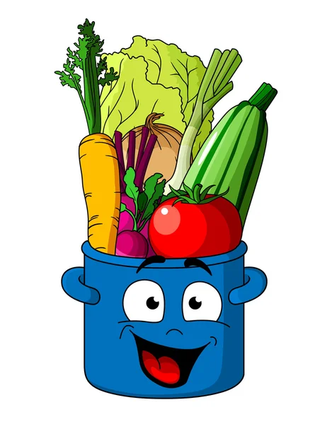 Zdrowe świeże warzywa w puli niebieski — Wektor stockowy