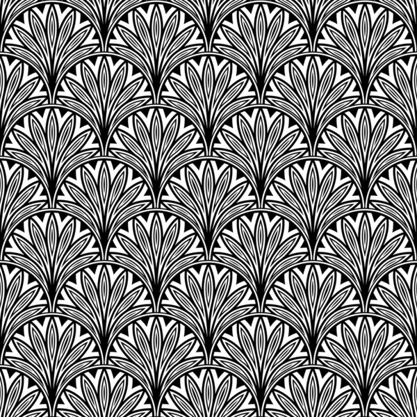 Decorative floral seamless pattern with black flowers — Stock Vector