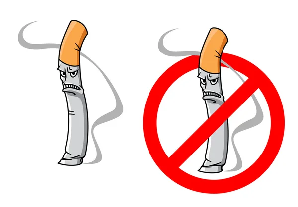 Boldogtalan cigaretta rajzfilmfigura — Stock Vector