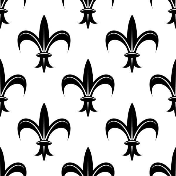 Sömlös fleur-de-lis royal svart mönster — Stock vektor