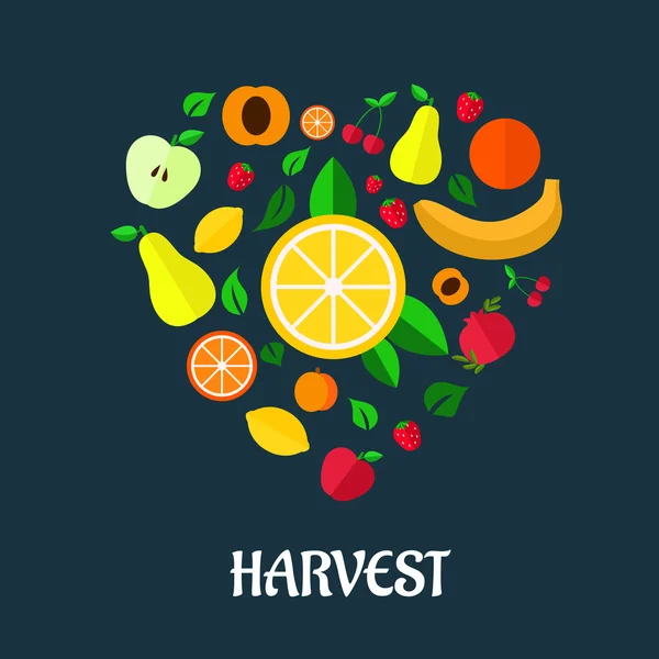 Frutas colheita projeto plano —  Vetores de Stock