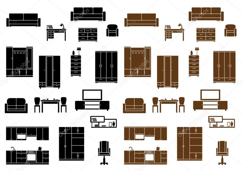 Furniture flat icons set 