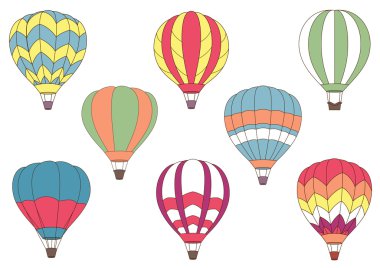 uçan renkli sıcak hava balonu simgeler