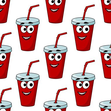 karikatür paket servisi olan restoran içecek seamless modeli