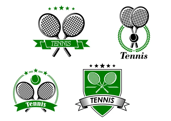 Quattro distintivi ed emblemi del tennis — Vettoriale Stock