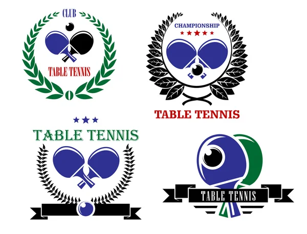 Tenis de Mesa emblemas y símbolos — Archivo Imágenes Vectoriales