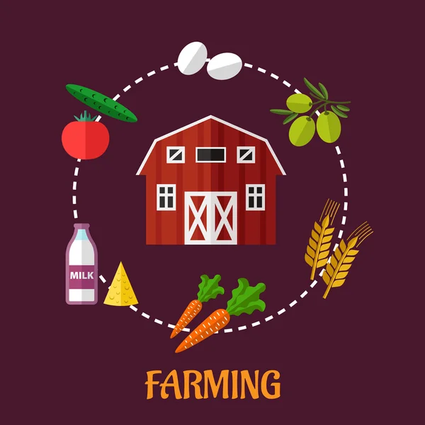 Farming infographic showing various crops — Stock Vector