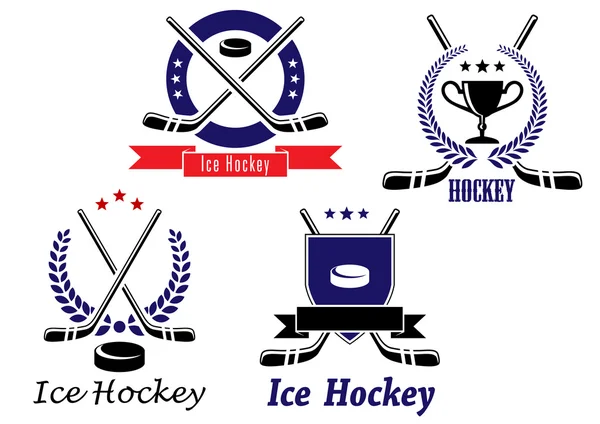 Set of ice hockey emblems — Stock Vector