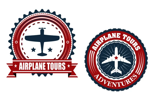 Round Airplane tours banners — Stock Vector