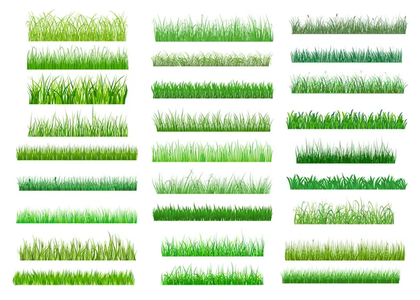 Fronteiras de grama de primavera verde fresco — Vetor de Stock