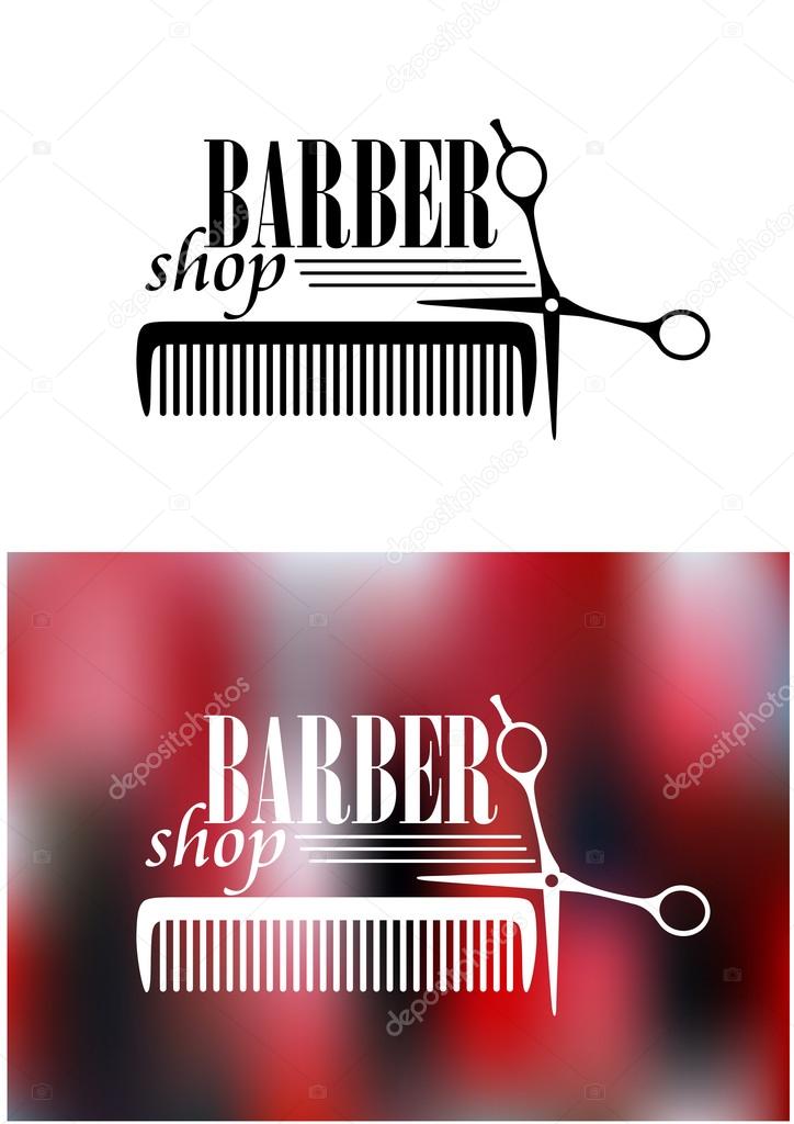 Retro barber shop icon with comb and scissors for service industry design