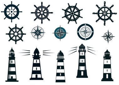 Set of marine or nautical themed vector icons clipart