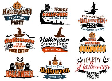 Cadılar Bayramın kutlu olsun Tasarım renkli kümesi