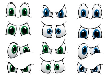 Set of cartoon eyes showing various expression clipart