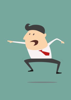 Excited cartoon businessman