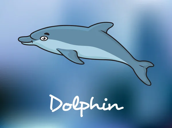 महासागर पाण्यात सुंदर कार्टून डॉल्फिन — स्टॉक व्हेक्टर
