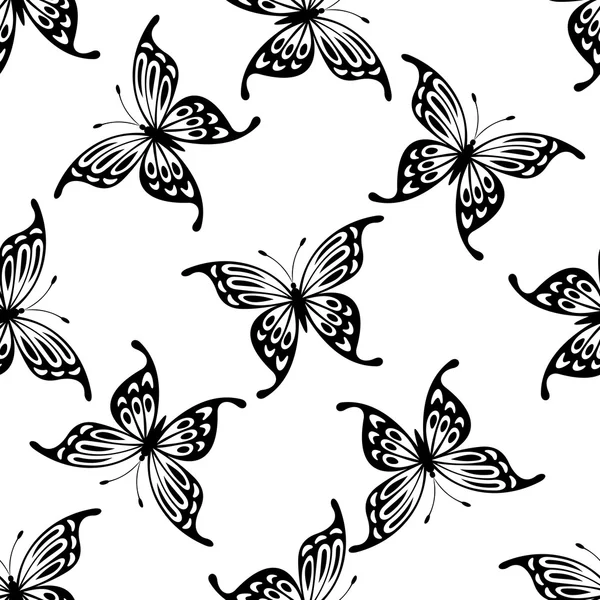 Papillons volants motif de fond sans couture — Image vectorielle