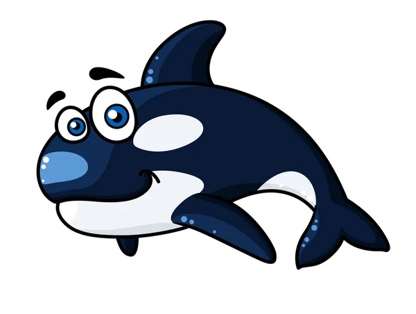 Feliz orca de dibujos animados o ballena asesina — Vector de stock