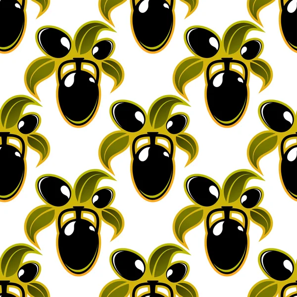 Black olives seamless background pattern — Stock Vector