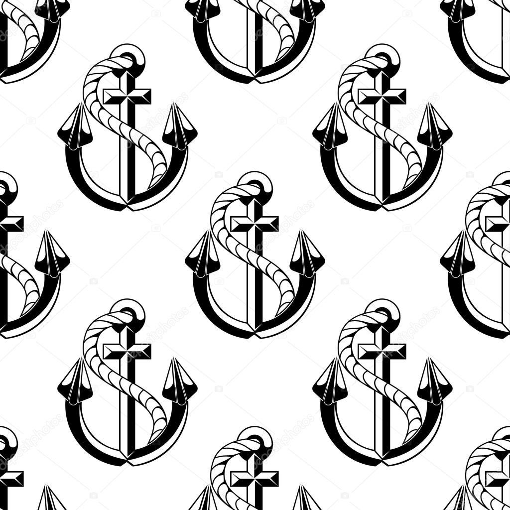Seamless background pattern of ships anchors