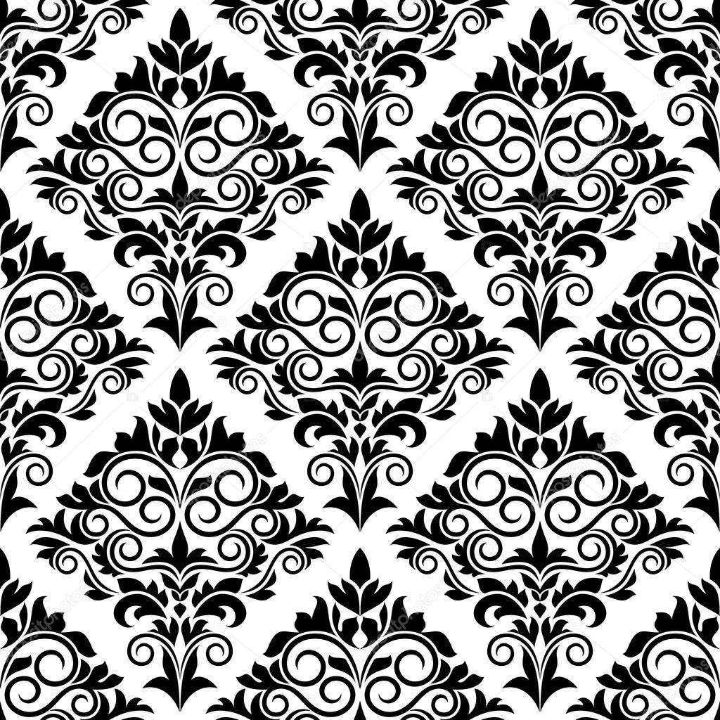 Black and white arabesque seamless pattern design