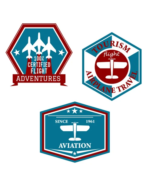 Aviation and tourism emblems — Stock Vector