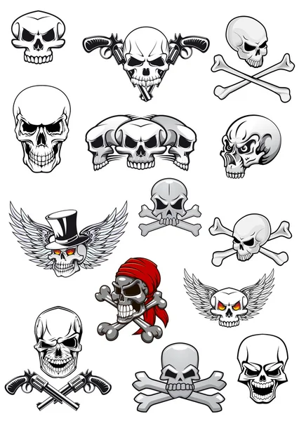 Vector skull characters with crossbones — Stock Vector