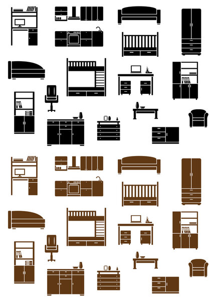 Set of flat furniture icons