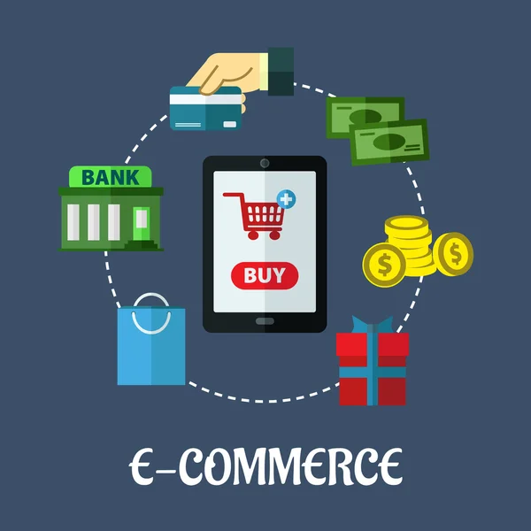 E-commerce concept plat montrant les options de paiement — Image vectorielle