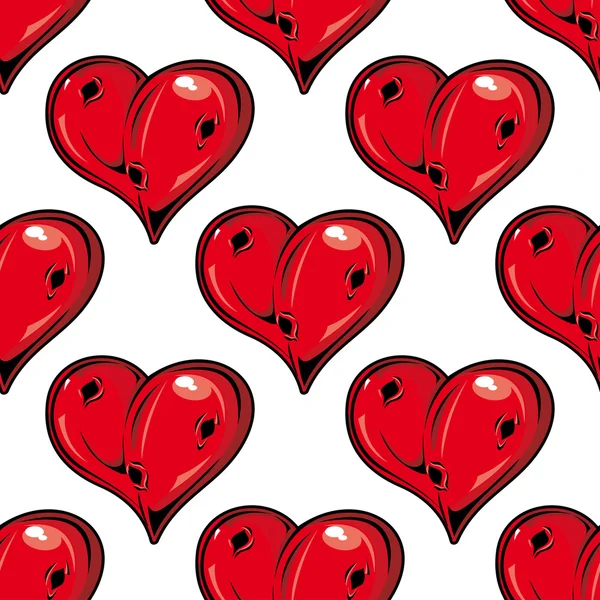 Red Valentines hearts seamless pattern — Stock Vector