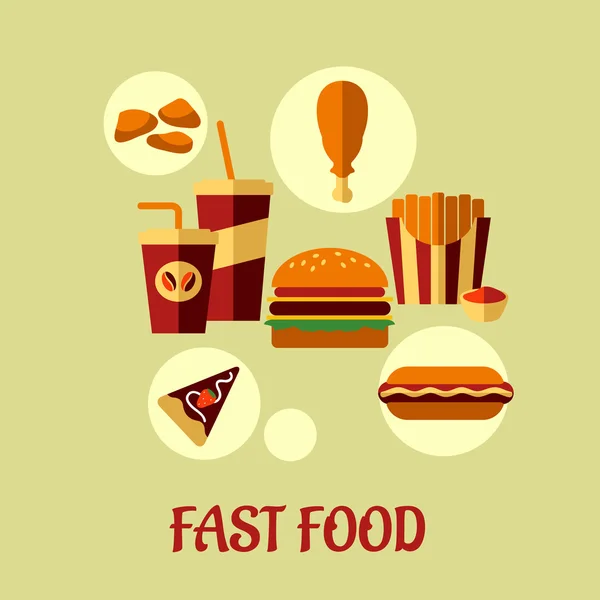 Fast food flat poster design — Stock Vector