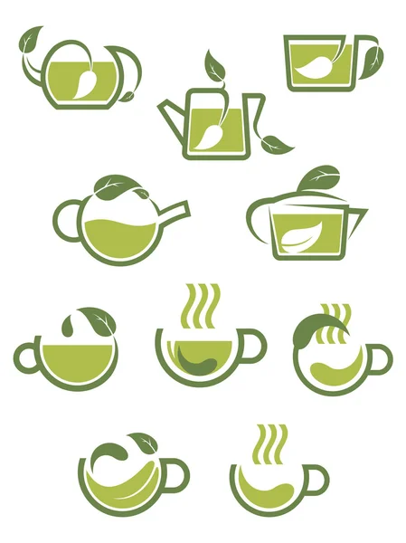 Icônes de tisane verte — Image vectorielle