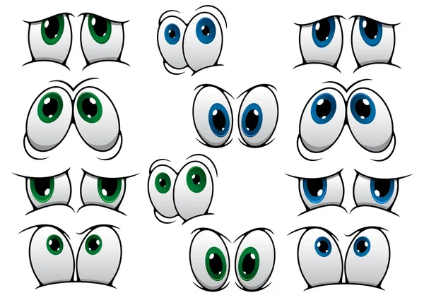 Olhos de desenhos animados azuis e verdes — Vetor de Stock
