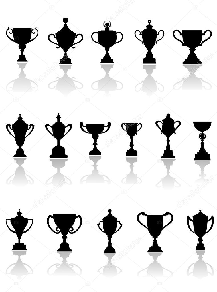 Black silhouette trophy icons