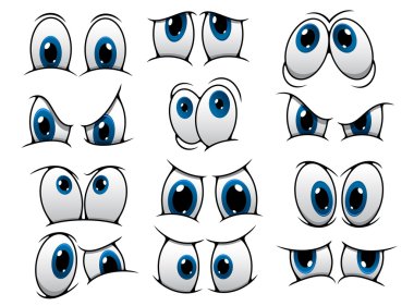 Funny cartoon eyes set clipart