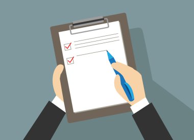 Businessman controls check list