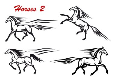 Powerful and freedom stallions clipart