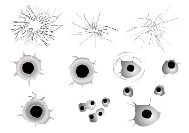 Kırık cam ve kurşun delikleri